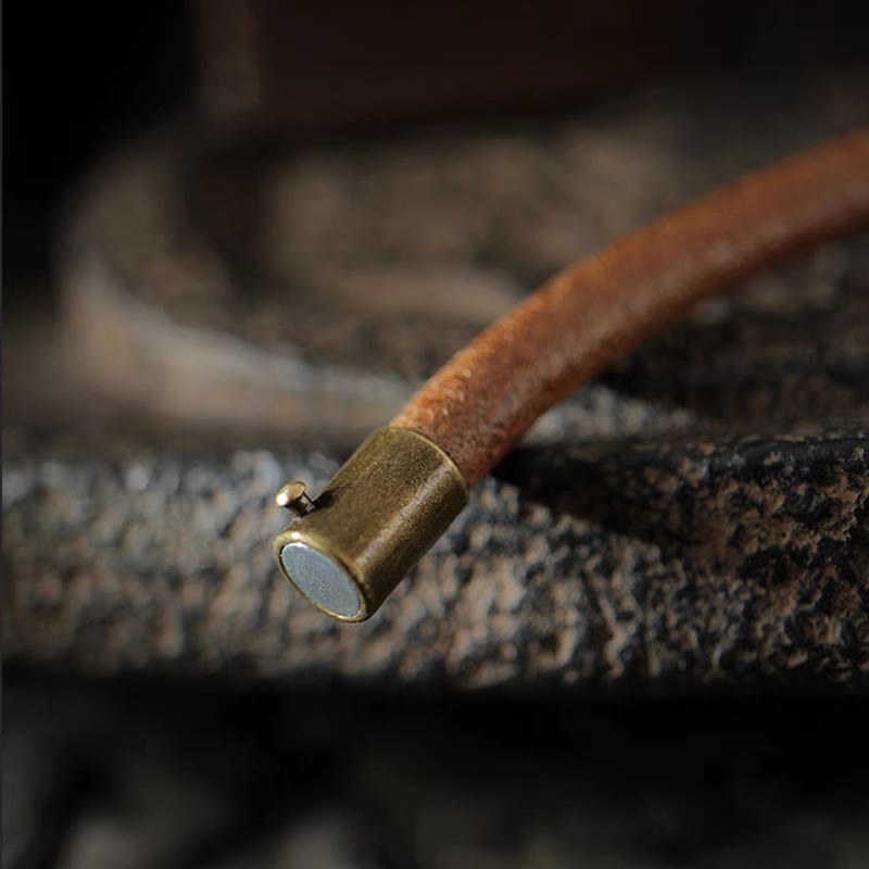 Bracelet spirituel rétro en cuir et cuivre pour la chance et la guérison