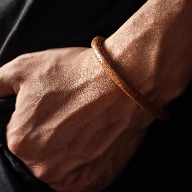Bracelet spirituel rétro en cuir et cuivre pour la chance et la guérison