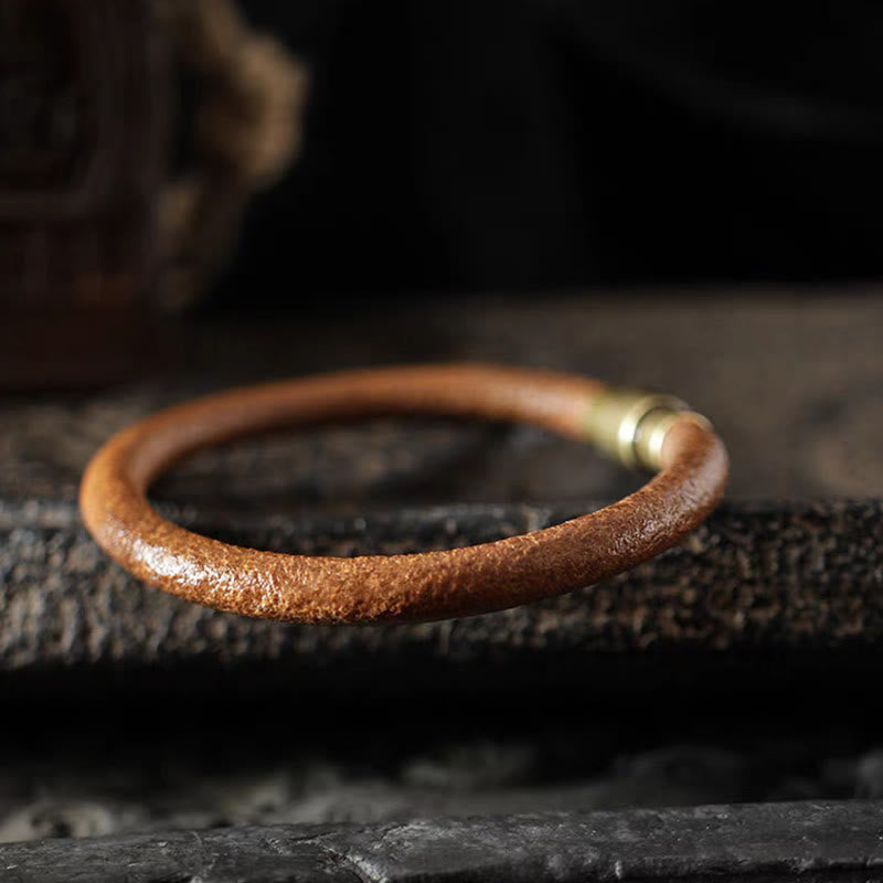 Bracelet spirituel rétro en cuir et cuivre pour la chance et la guérison