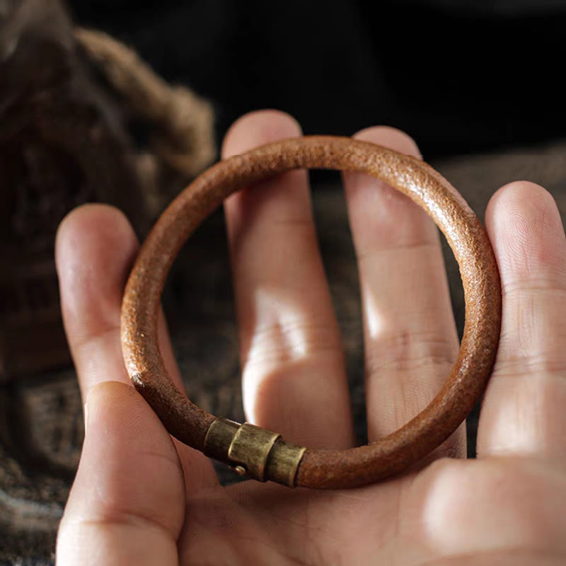 Bracelet spirituel rétro en cuir et cuivre pour la chance et la guérison