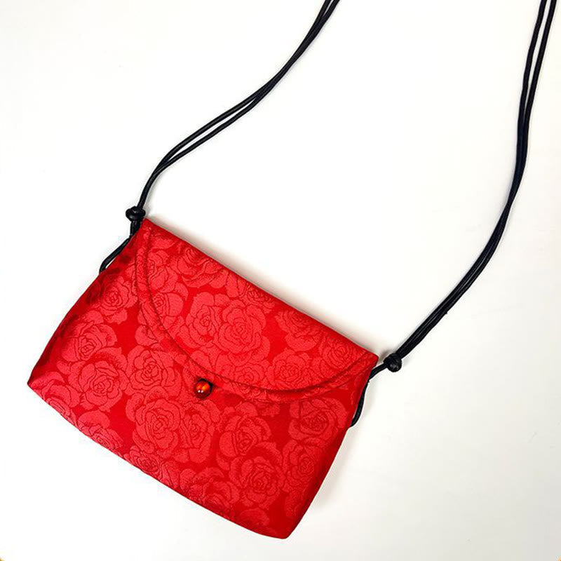 Sac bandoulière bohème rétro en polyester et coton à fleurs