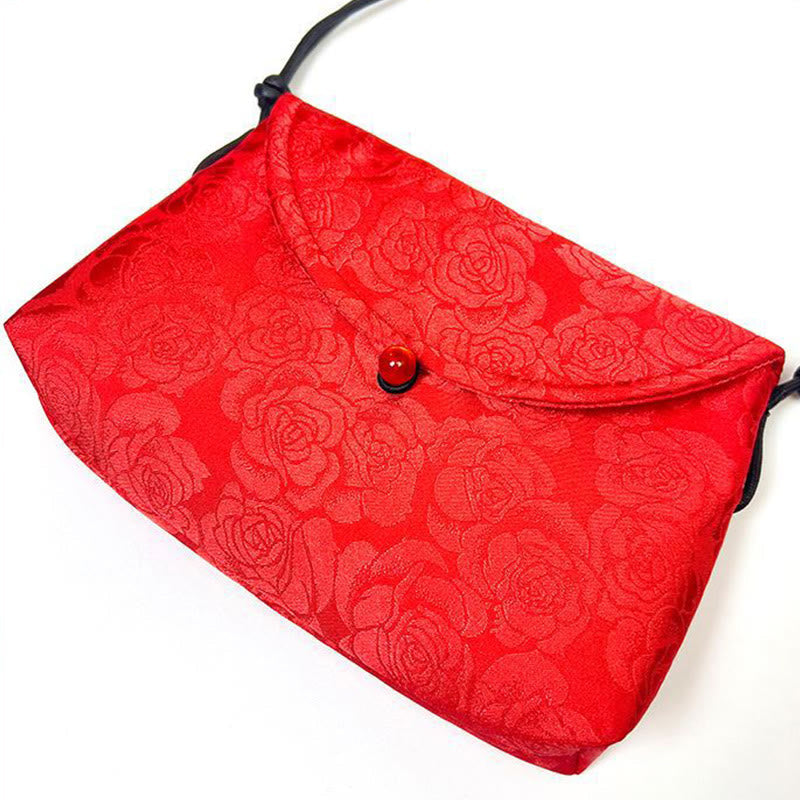 Sac bandoulière bohème rétro en polyester et coton à fleurs