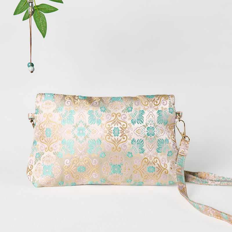 Sac bandoulière bohème rétro en polyester et coton à fleurs