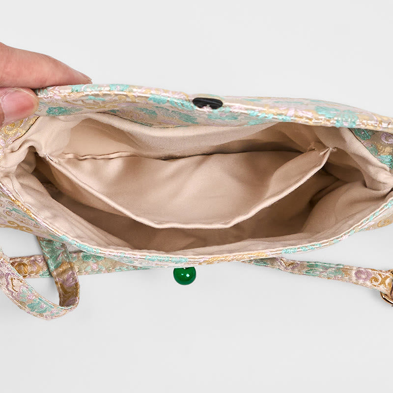 Sac bandoulière bohème rétro en polyester et coton à fleurs