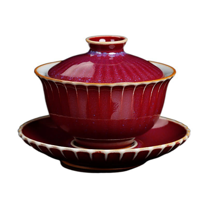 Tasse à thé Gaiwan en céramique à changement de four à glaçure rétro 150 ml