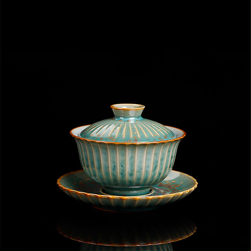 Tasse à thé Gaiwan en céramique à changement de four à glaçure rétro 150 ml