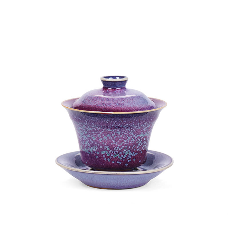 Tasse à thé Gaiwan en céramique à changement de four à glaçure rétro 150 ml