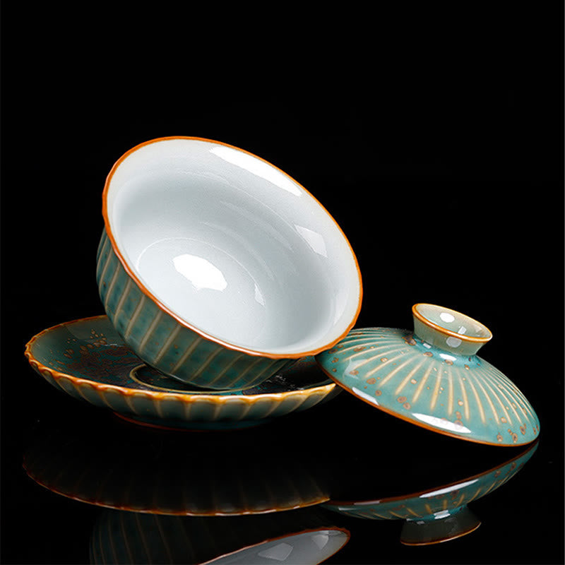 Tasse à thé Gaiwan en céramique à changement de four à glaçure rétro 150 ml