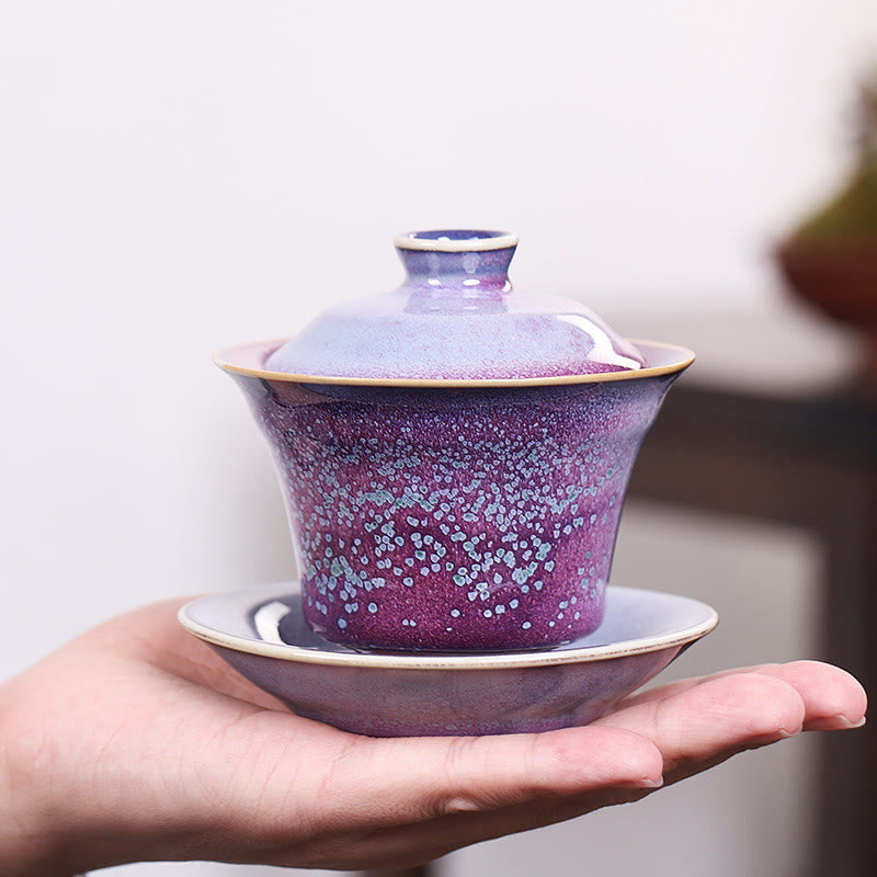 Tasse à thé Gaiwan en céramique à changement de four à glaçure rétro 150 ml