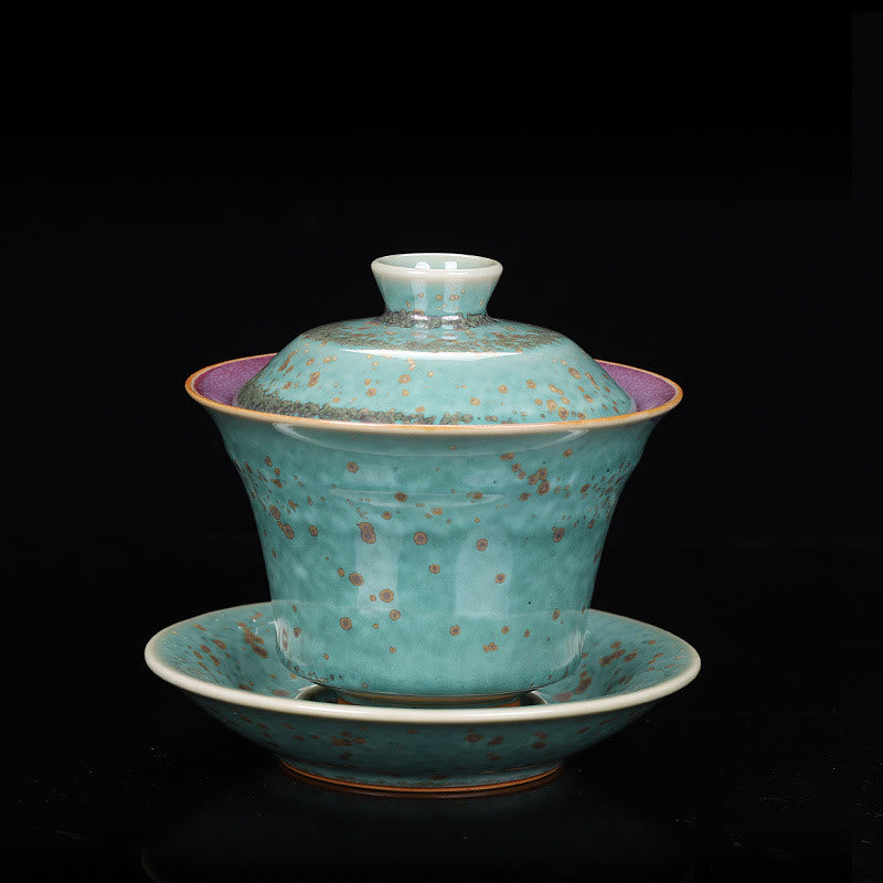 Tasse à thé Gaiwan en céramique à changement de four à glaçure rétro 150 ml
