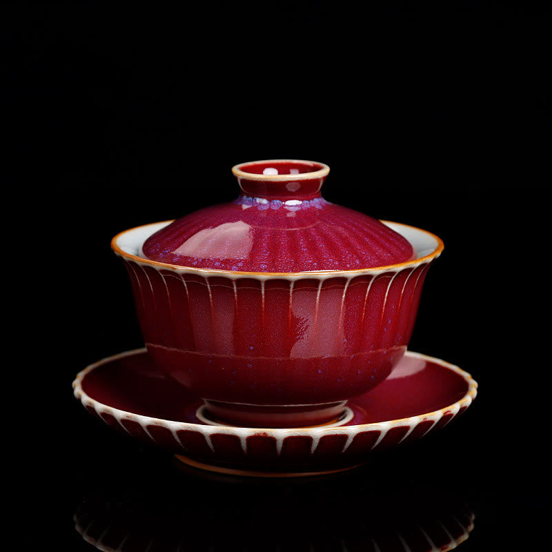 Tasse à thé Gaiwan en céramique à changement de four à glaçure rétro 150 ml