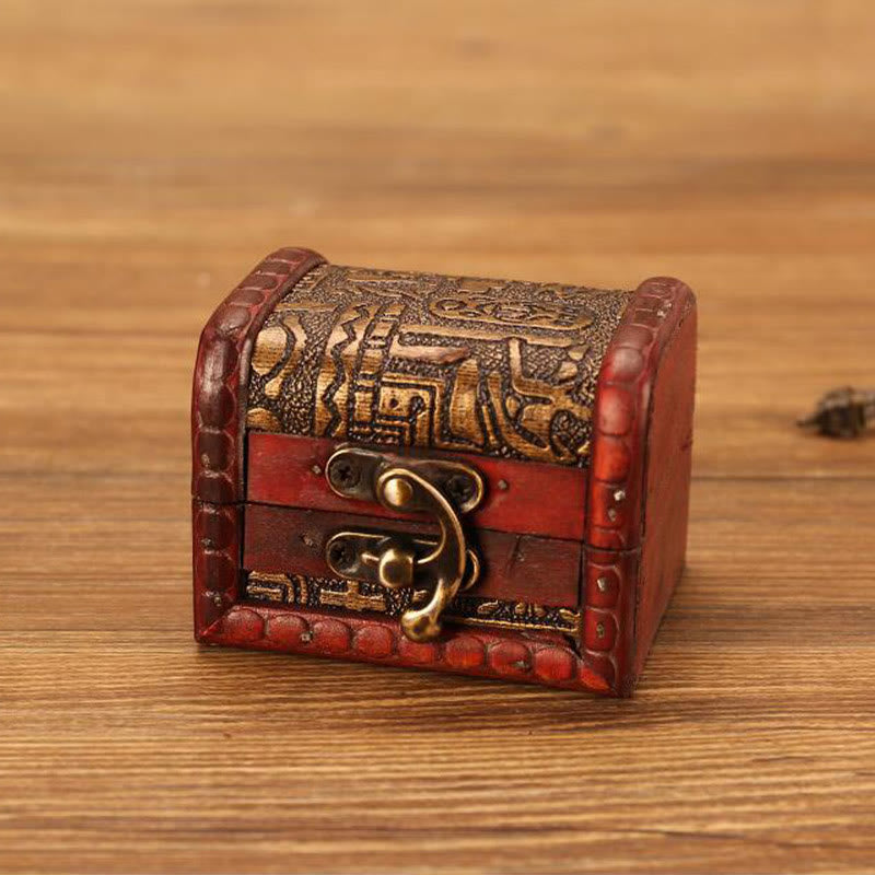 Petite boîte à bijoux rétro en bois avec motif raisin doré | Décoration Zen