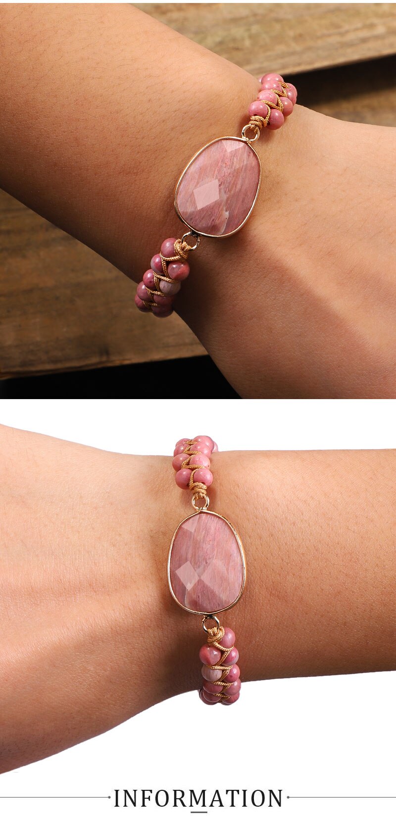 Bracelet de guérison du cœur en rhodochrosite
