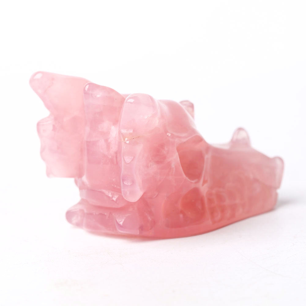 Rose Quartz 2.5 Inch Dragon Head Carving