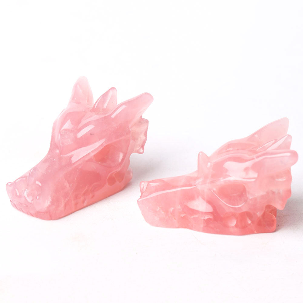 Rose Quartz 2.5 Inch Dragon Head Carving