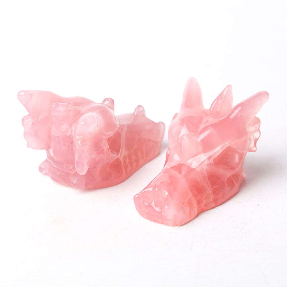 Rose Quartz 2.5 Inch Dragon Head Carving