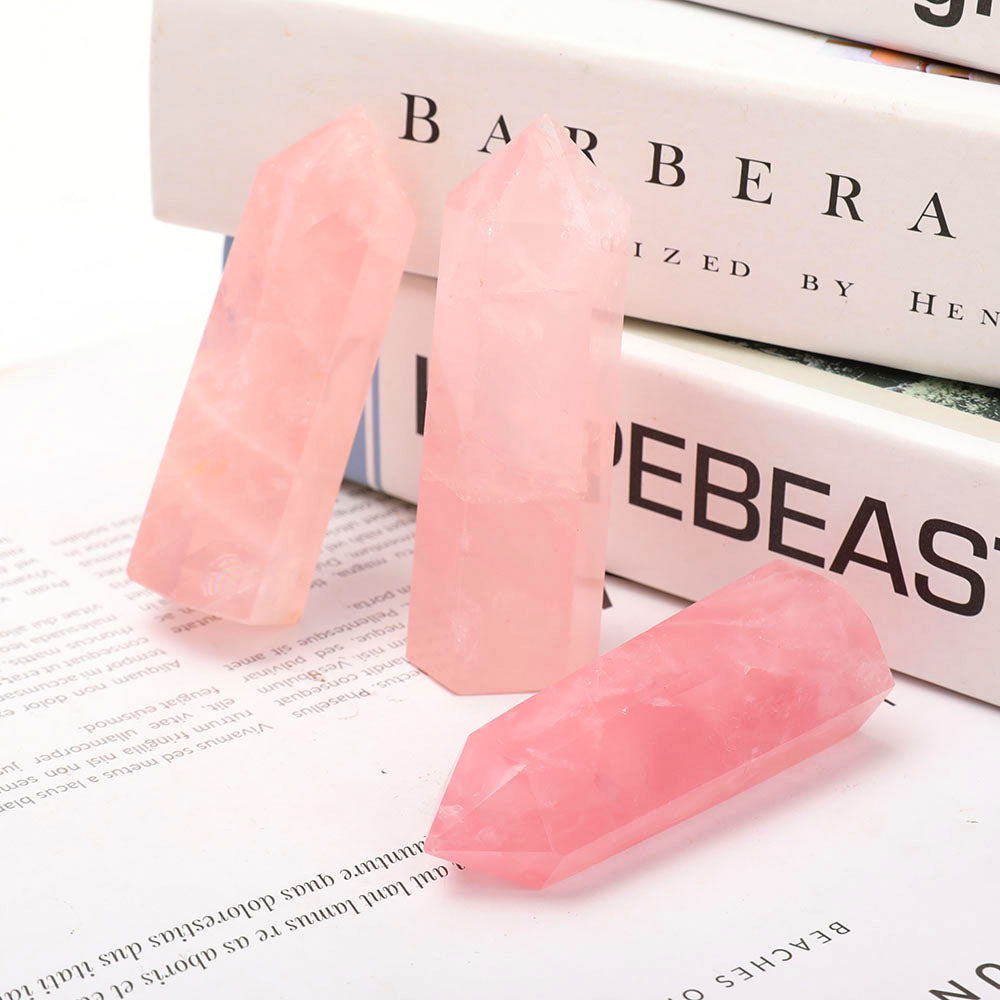 Rose Quartz Crystal Points Set 2.5-3.3 Inch Healing Trio