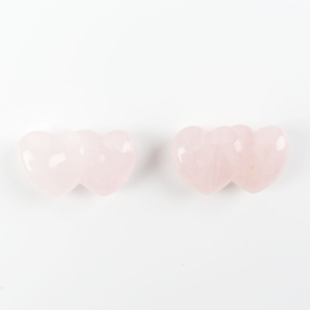 Rose Quartz Double Heart Crystal Carving 2.28in Healing Specimen