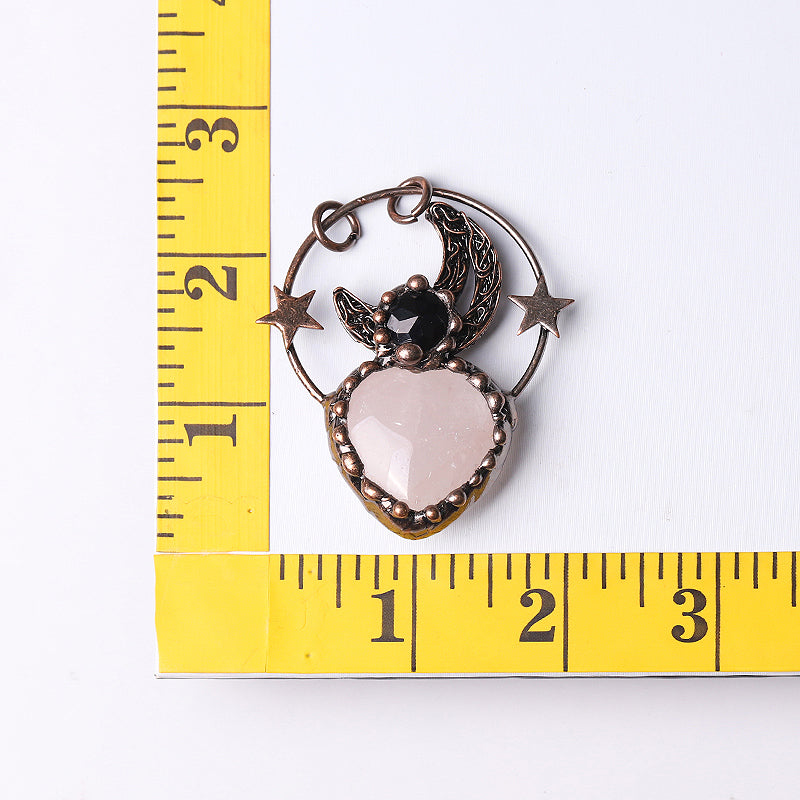 Rose Quartz Heart Pendant 2.5 Inch for Emotional Healing