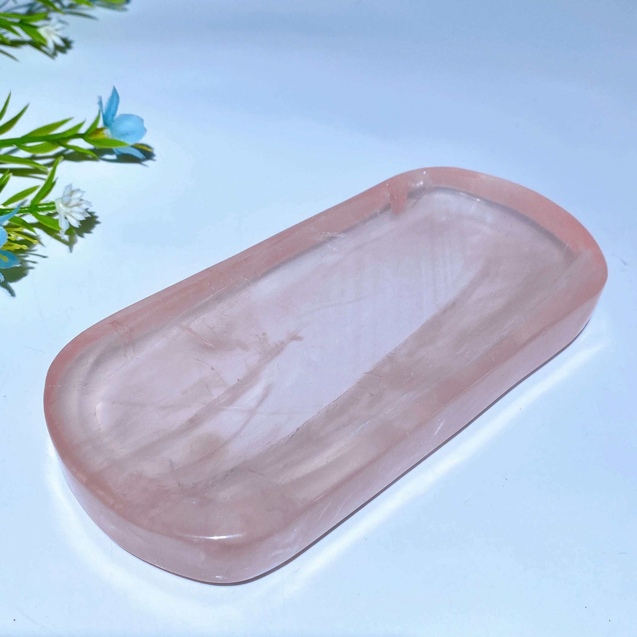 Rose Quartz Shape Bowl Carvings 3.3-5.4 Inch Crystal Decor