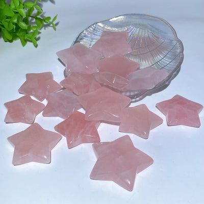 Sculptures en cristal d'étoile de quartz rose de 1,4 à 2,0 pouces de guérison