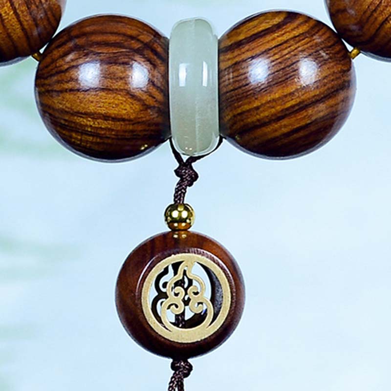 Bracelet spirituel à breloques en calebasse de bois de rose pour une protection calme
