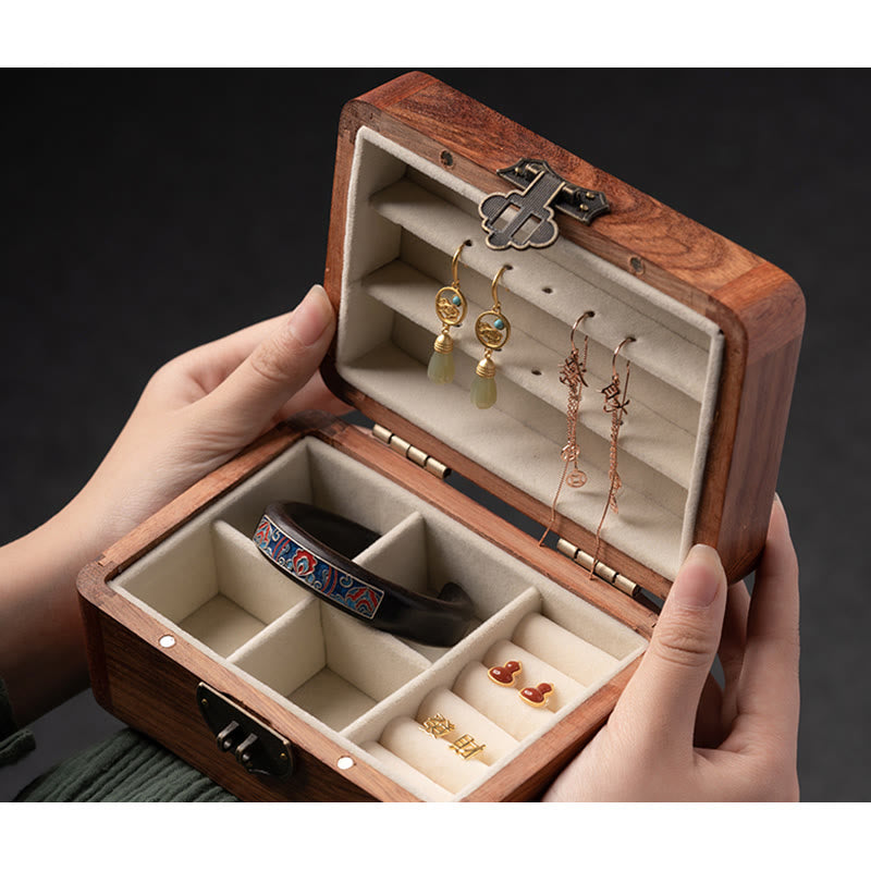 Coffret à bijoux en palissandre à motifs floraux | Décor Zen