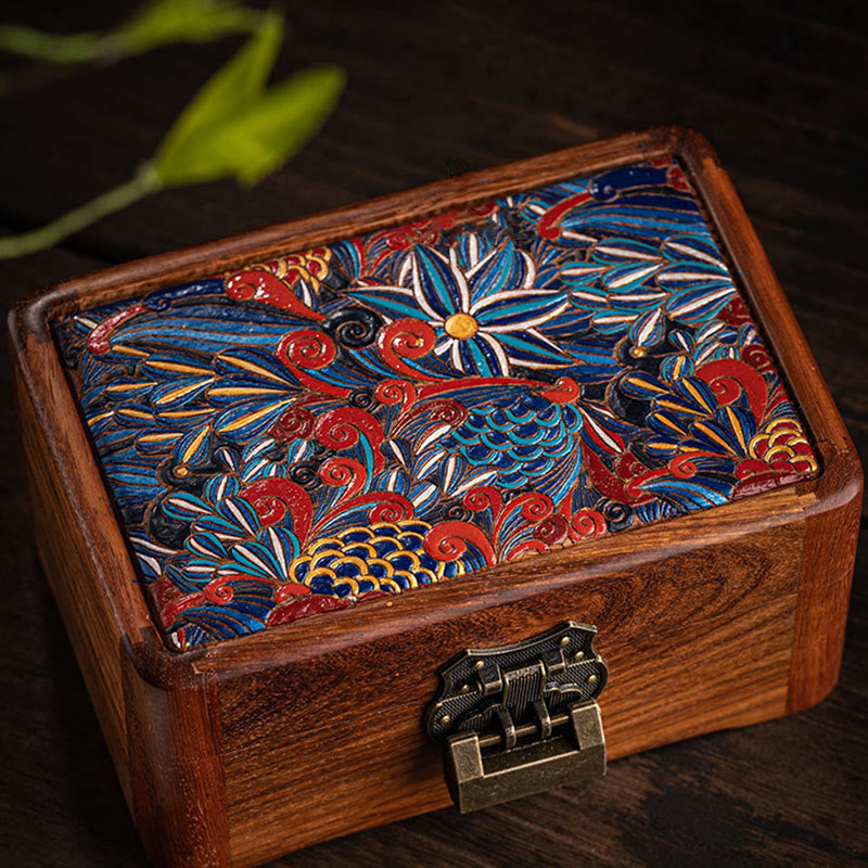 Coffret à bijoux en palissandre à motifs floraux | Décor Zen