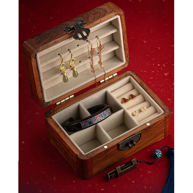 Coffret à bijoux en palissandre à motifs floraux | Décor Zen