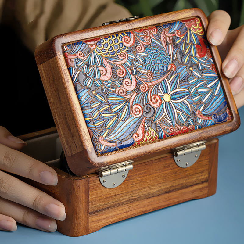 Coffret à bijoux en palissandre à motifs floraux | Décor Zen