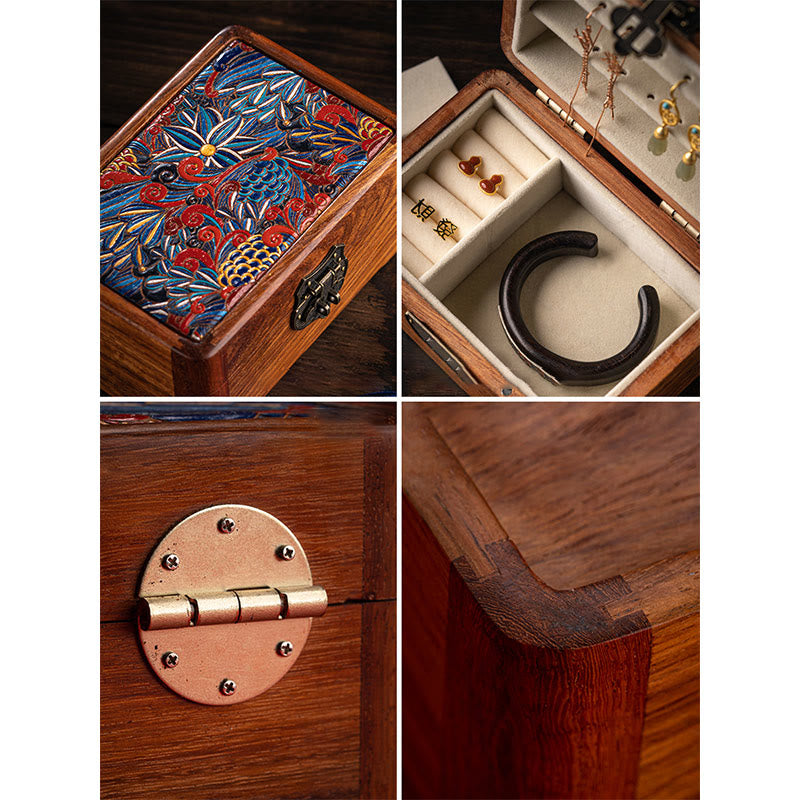 Coffret à bijoux en palissandre à motifs floraux | Décor Zen