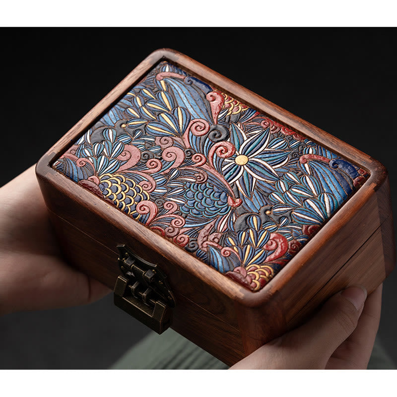 Coffret à bijoux en palissandre à motifs floraux | Décor Zen