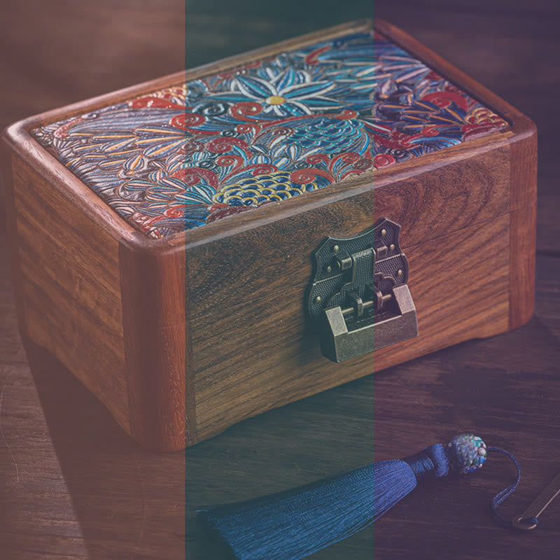 Coffret à bijoux en palissandre à motifs floraux | Décor Zen
