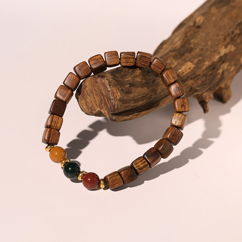 Bracelet spirituel en bois de rose avec le symbole Fu | Chaleur et chance