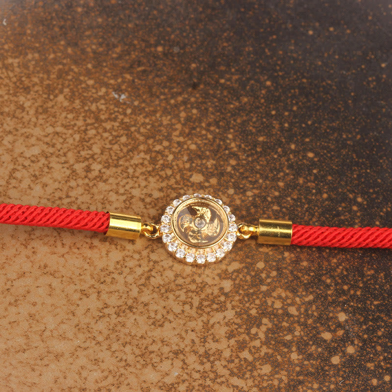 Bracelet Feng Shui en cuivre avec moulin à vent rotatif et fil rouge pour la protection
