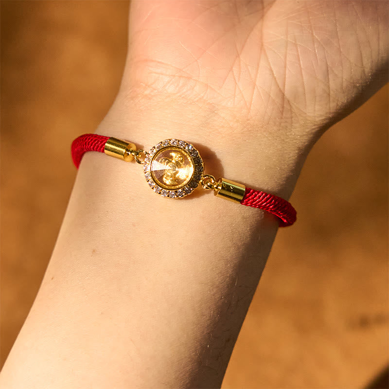 Bracelet Feng Shui en cuivre avec moulin à vent rotatif et fil rouge pour la protection