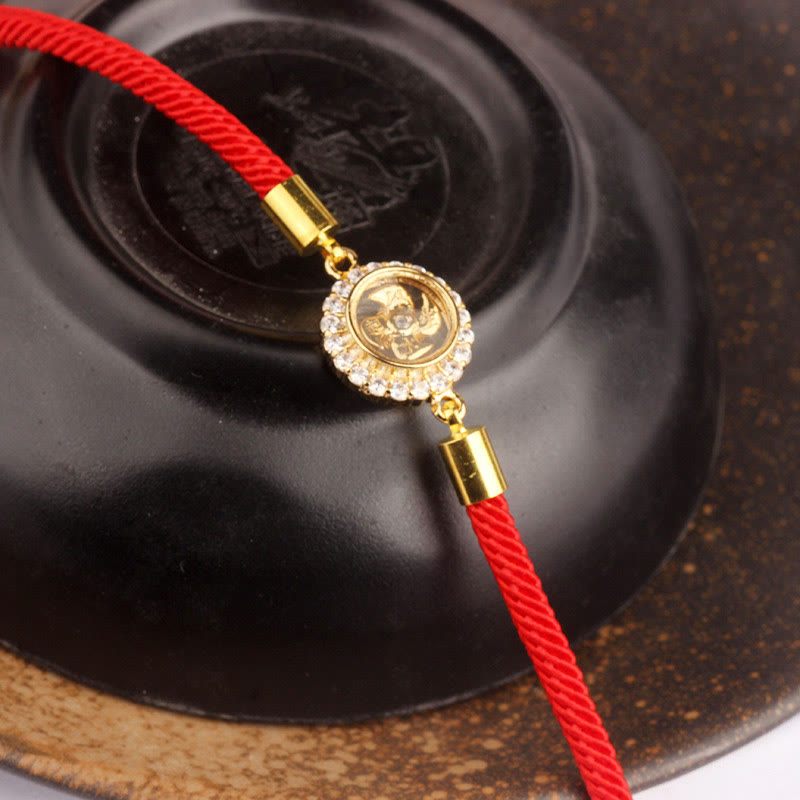 Bracelet Feng Shui en cuivre avec moulin à vent rotatif et fil rouge pour la protection