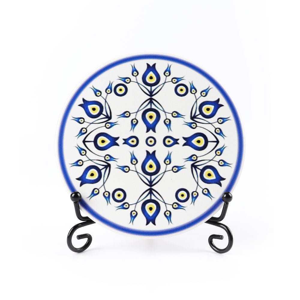 Round Ceramic Eye Painting Coaster 4.24 inch