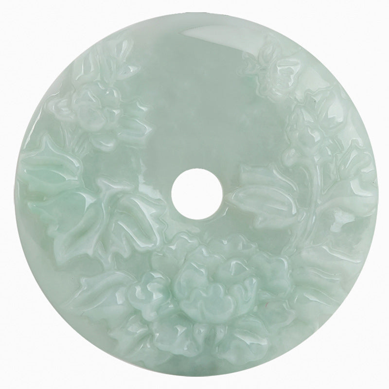 Collier rond en jade avec boucle de paix pour la prospérité et l'abondance 8 mm