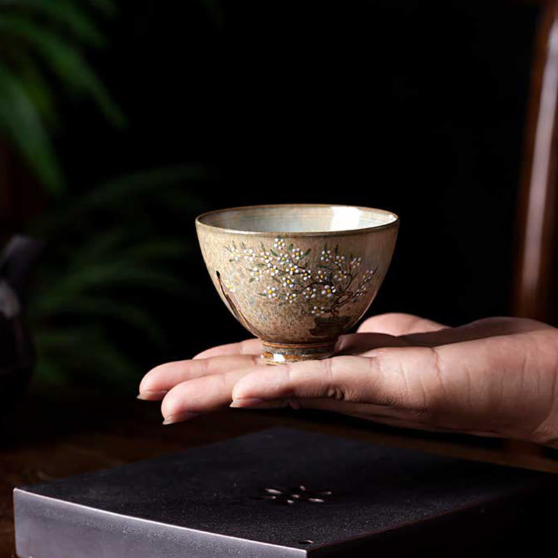Tasse à thé en céramique zen de Jingdezhen, 100 ml, four Ru