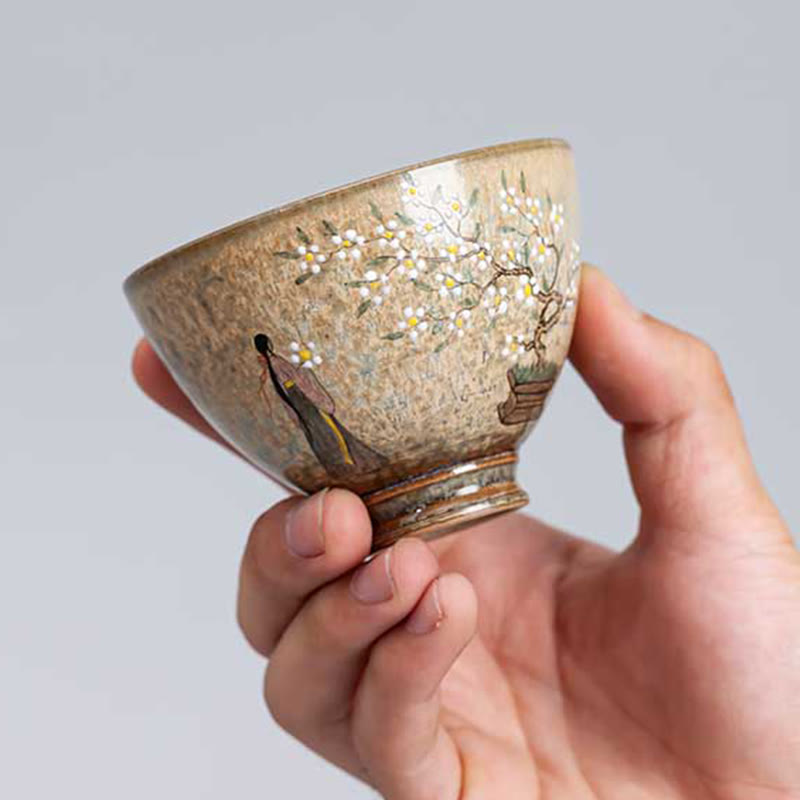 Tasse à thé en céramique zen de Jingdezhen, 100 ml, four Ru