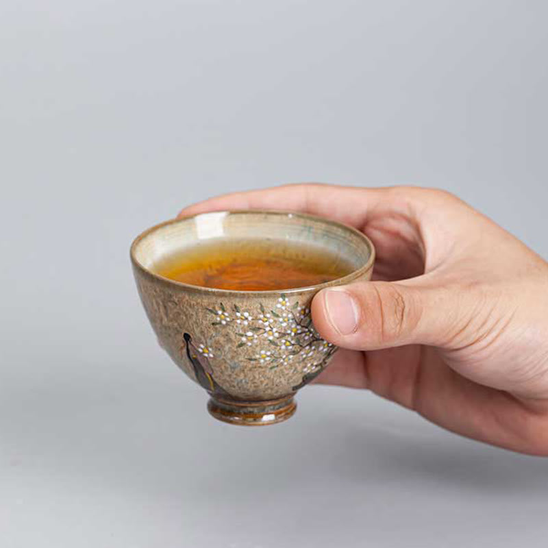 Tasse à thé en céramique zen de Jingdezhen, 100 ml, four Ru