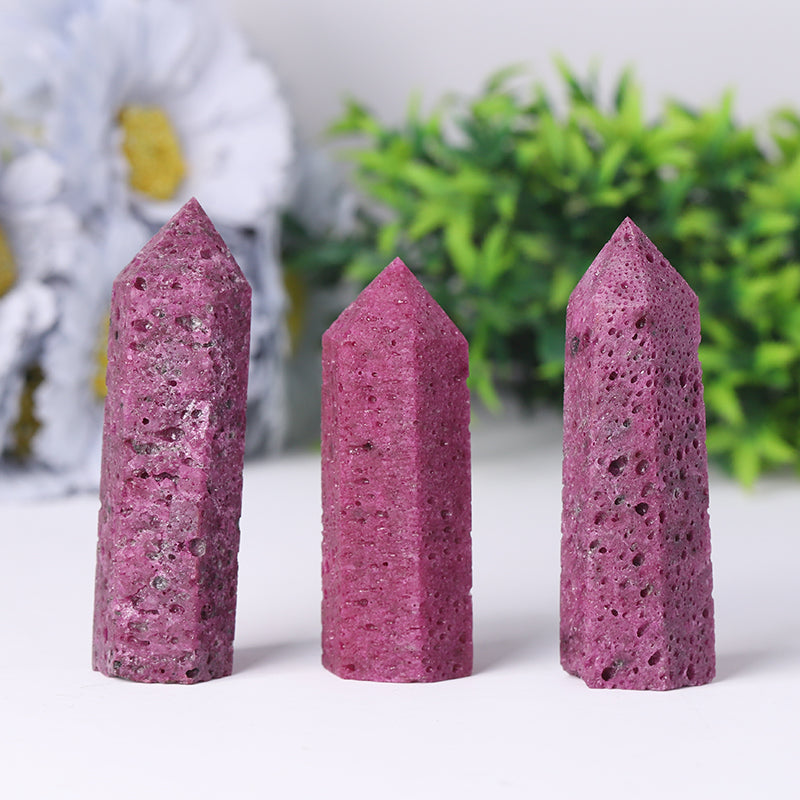 Ruby Honeycomb Crystal Tower 2.4-4.5 Inch Protective Stone