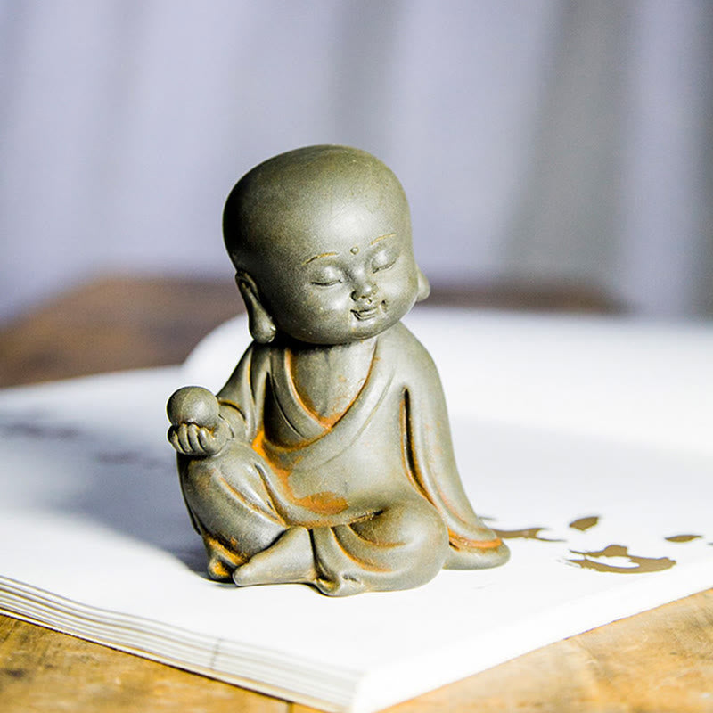 Ensemble de 3 statues de Bouddha en fonte rouillée pour la méditation à domicile