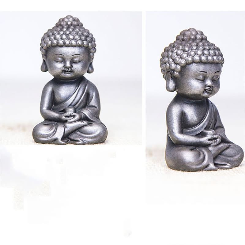 Ensemble de 3 statues de Bouddha en fonte rouillée pour la méditation à domicile