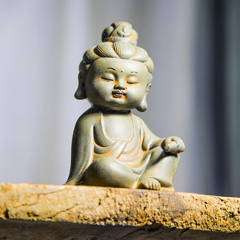 Ensemble de 3 statues de Bouddha en fonte rouillée pour la méditation à domicile