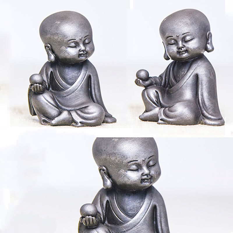 Ensemble de 3 statues de Bouddha en fonte rouillée pour la méditation à domicile