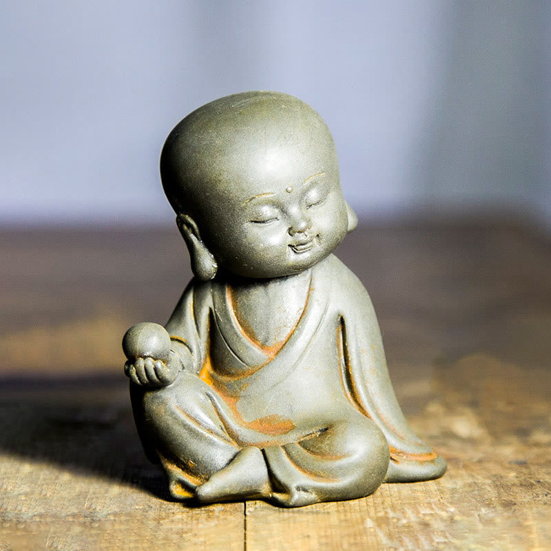 Ensemble de 3 statues de Bouddha en fonte rouillée pour la méditation à domicile