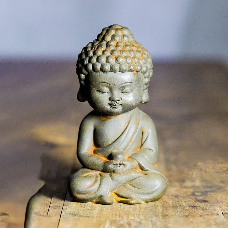 Ensemble de 3 statues de Bouddha en fonte rouillée pour la méditation à domicile