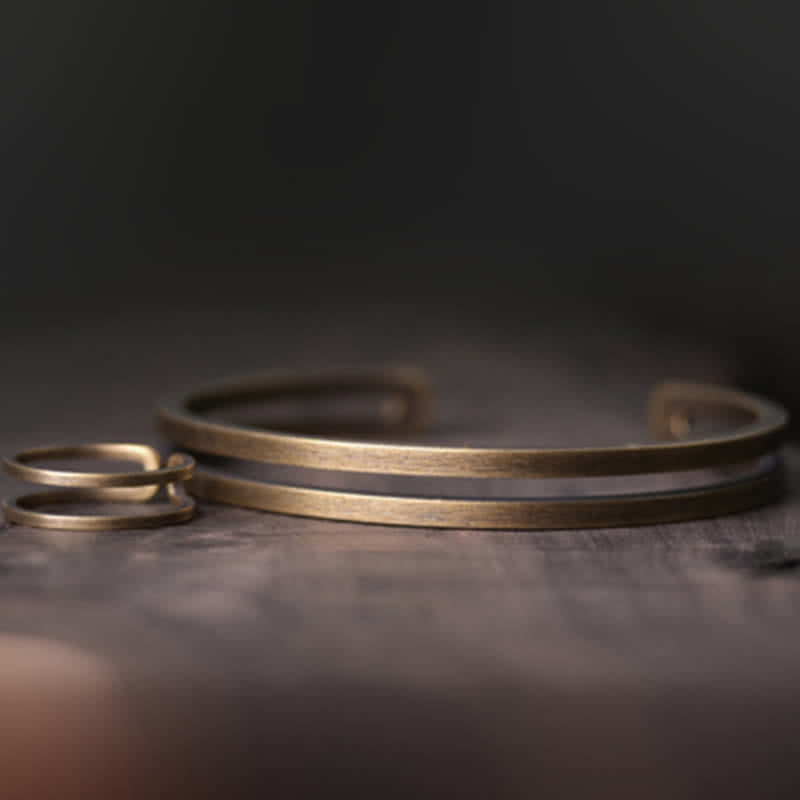 Bracelet Viking Spirituel Rustique en Cuivre Porte-Bonheur Réglable